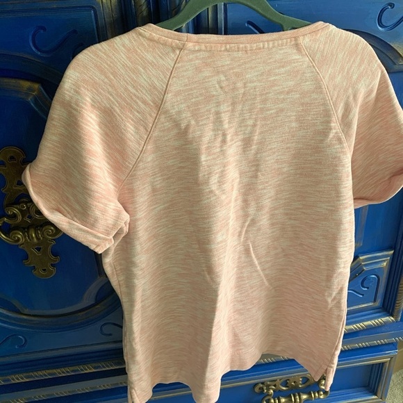 L.L. Bean Short Sleeve Pink White Sweater Small - Picture 2 of 2